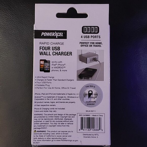 Rapid Charge 4 USB Wall Charger | Powerxcel - Picture 2 of 2